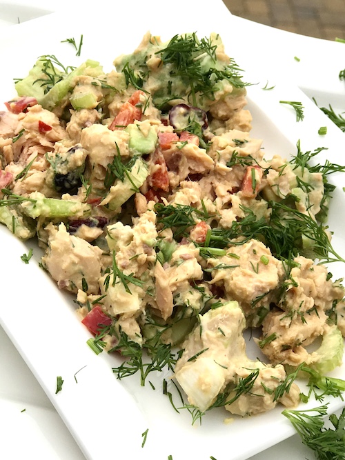 Salmon Tuna Salad with Avocado and Cranberries
